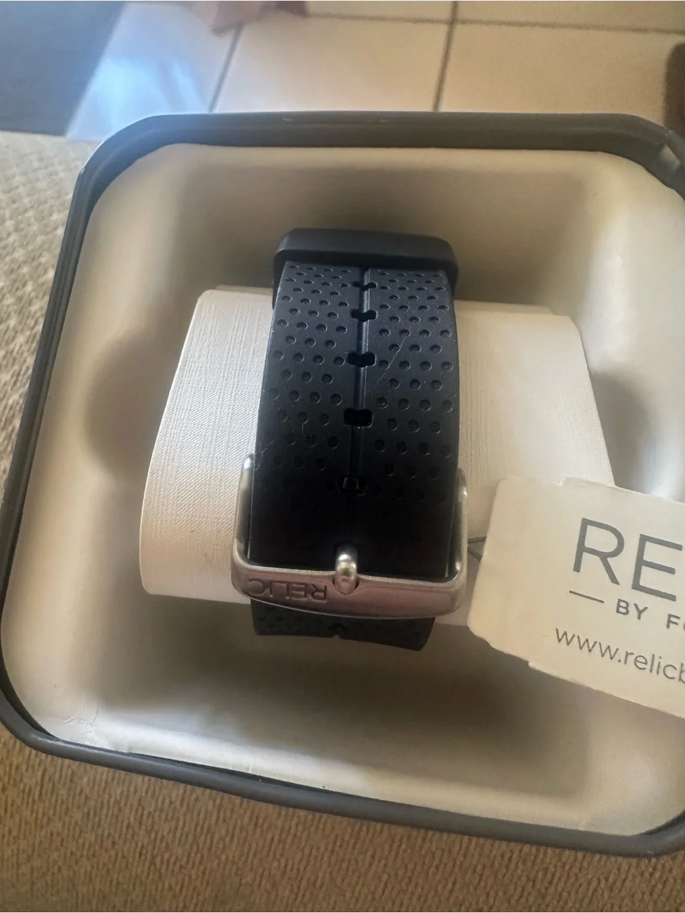 Relic Blue Silicone Strap Watch with Silver Buckle. Nwt old stock. Running.